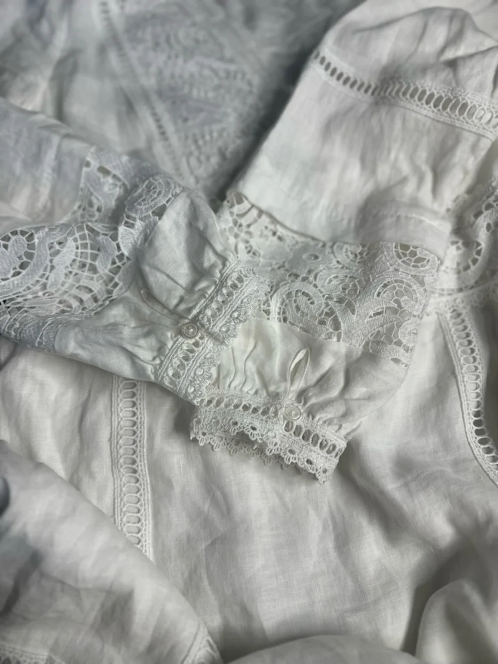 SOFT SURROUNDINGS Araminta White Linen Lace Boho Maxi Dress 10 cottagecore - Picture 11 of 14
